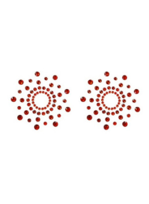 Paire de cache tétons adhésifs strass rouge - NP-1030RED